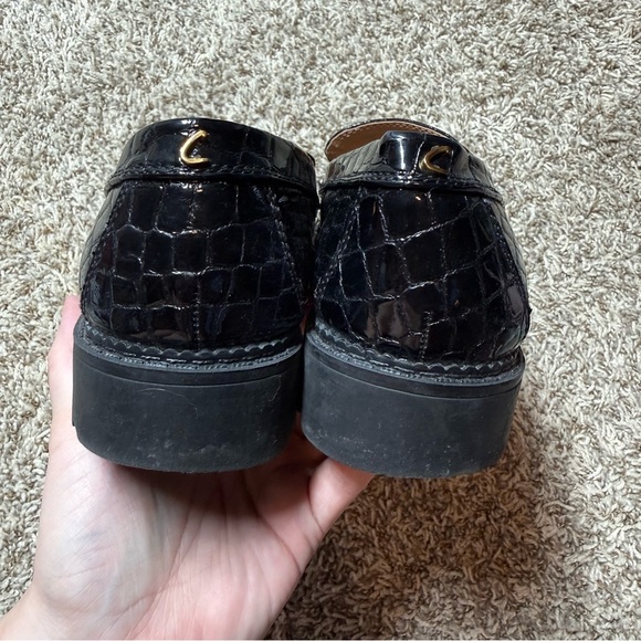 Circus by Sam Edelman Deana Black Croc-Embossed Loafers with Gold Horsebit - Picture 6 of 6
